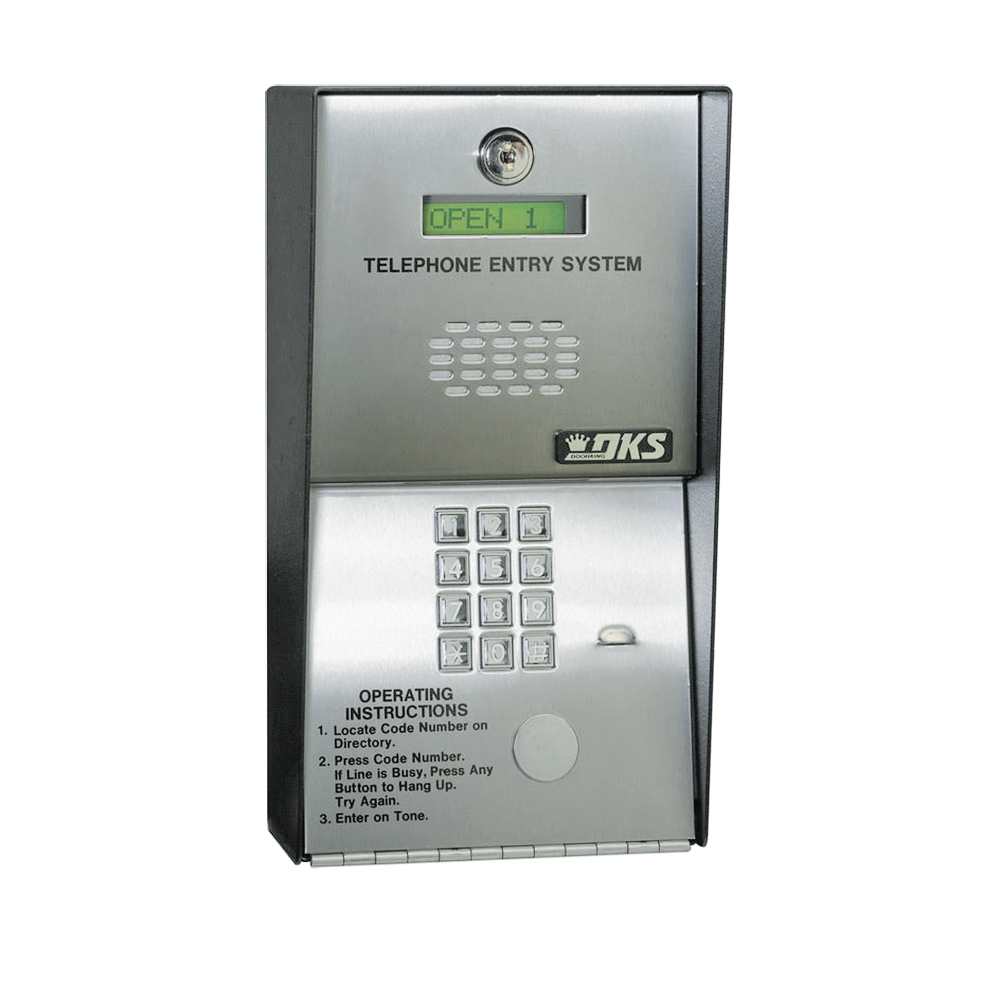 Audioportero Telefónico DKS Para 600 números Telefónicos / Control Para 2 Puertas / Gabinete Para Sobreponer/ Marcación a 16 Digitos / Linea Análoga o Digital