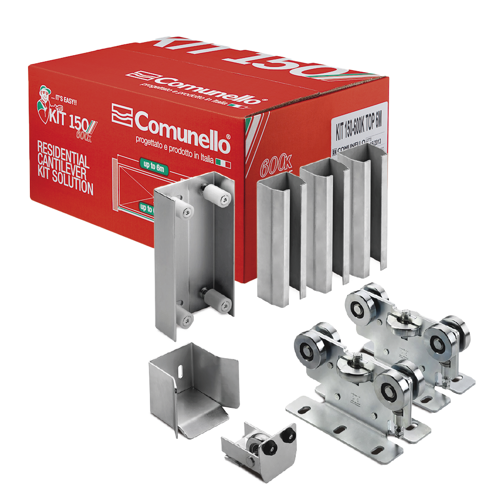 KIT para puertas autoportantes de hasta 3 m y 600 kg con rodillos de nylon