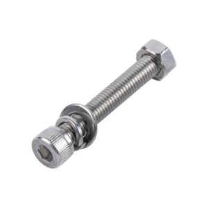 1 Tornillo Allen Milimétrico de Acero Inoxidable M8-1.25 x 65/ Con 1 Tuerca, 1 Arandela de Presión y 1 Plana / Para Montajes de Módulos Foto Voltaicos .