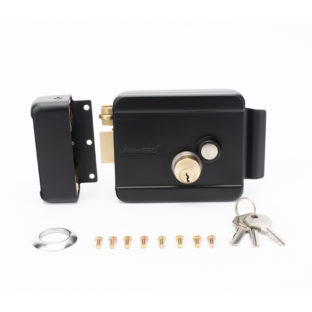 Cerradura Eléctrica con Botón de Salida / Incluye Llave / Exterior / Derecha / Color Negro - Imagen 3