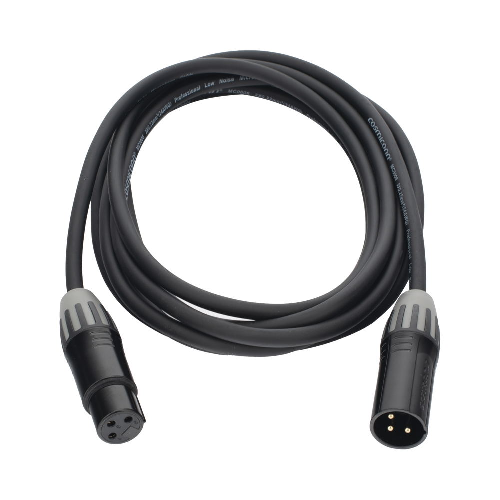 Cable XLR | 3 polos | Conector Hembra-Macho | Serie M | Carcasa Negra | Contactos Dorados | Ideal para Microfonía | Longitud 3m - Imagen 2