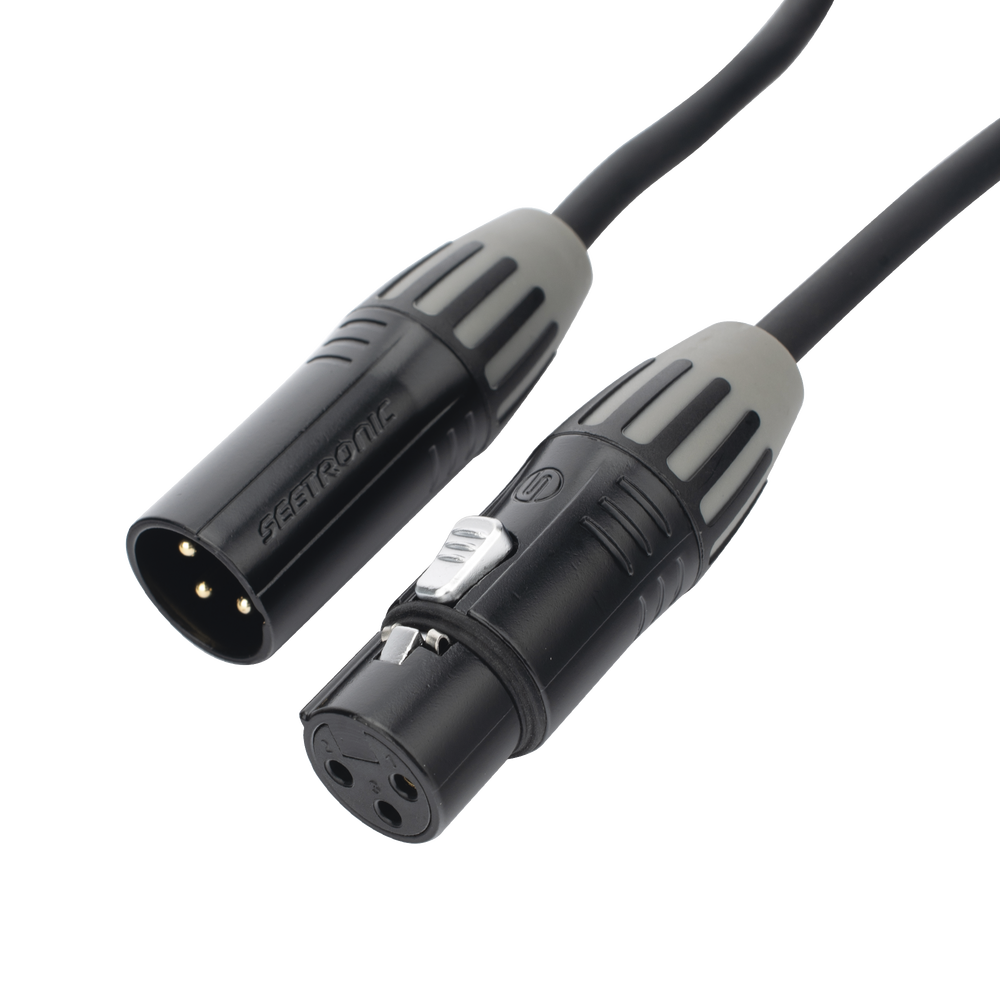 Cable XLR | 3 polos | Conector Hembra-Macho | Serie M | Carcasa Negra | Contactos Dorados | Ideal para Microfonía | Longitud 5m