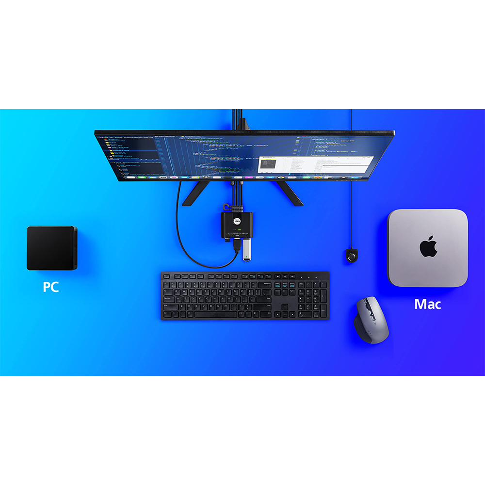 Switch KVM | USB FHD HDMI | de 2 puertos en formato cable | 1920x1080 @ 60Hz (FHD) | HDCP 1.4 | Conecta y controla 2 equipos con un solo monitor, teclado y mouse - Imagen 3