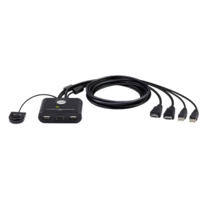 Switch KVM | USB FHD HDMI | de 2 puertos en formato cable | 1920x1080 @ 60Hz (FHD) | HDCP 1.4 | Conecta y controla 2 equipos con un solo monitor, teclado y mouse