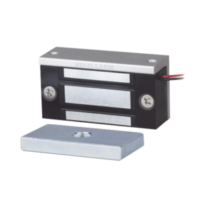 Chapa Magnética  de 36 kg (80 Lbs) / Uso en Lockers o Gabinetes / 12~24 VDC / Tamaño Miniatura 70x31x19 mm / Protección MOV / Sin Magnetismo Residual / Montaje Completo
