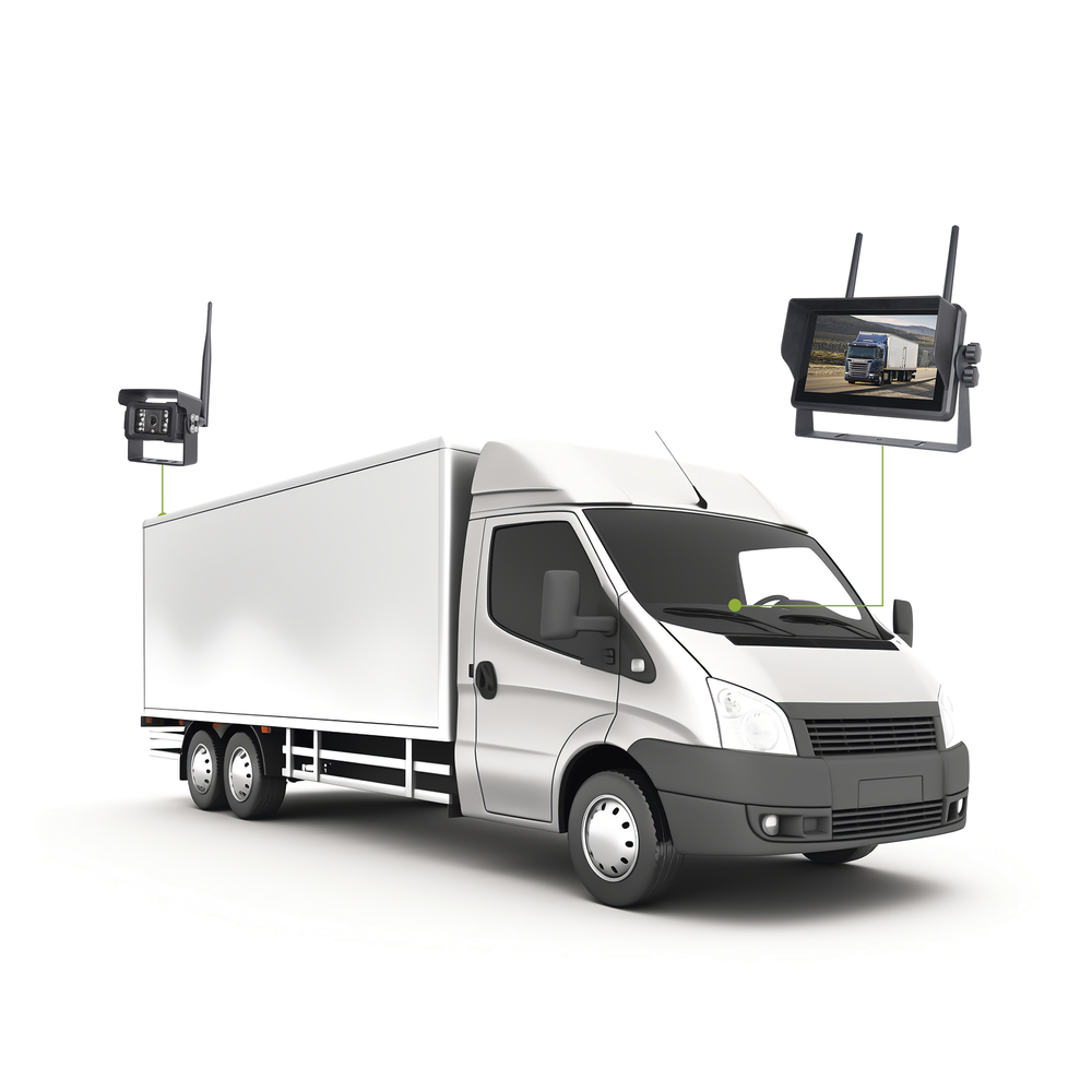 Sistema Profesional Inalámbrico de Cámara de Reversa Infrarroja y Monitor Touch de 7" para Vehículos de Trabajo y Montacargas - Imagen 11