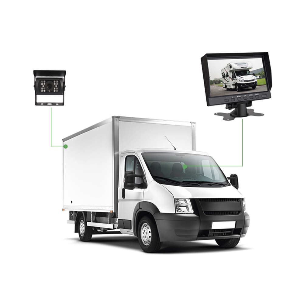 Sistema Profesional de Cámara de Reversa y Monitor Alámbrico para Vehículos de Trabajo y Montacargas - Imagen 8