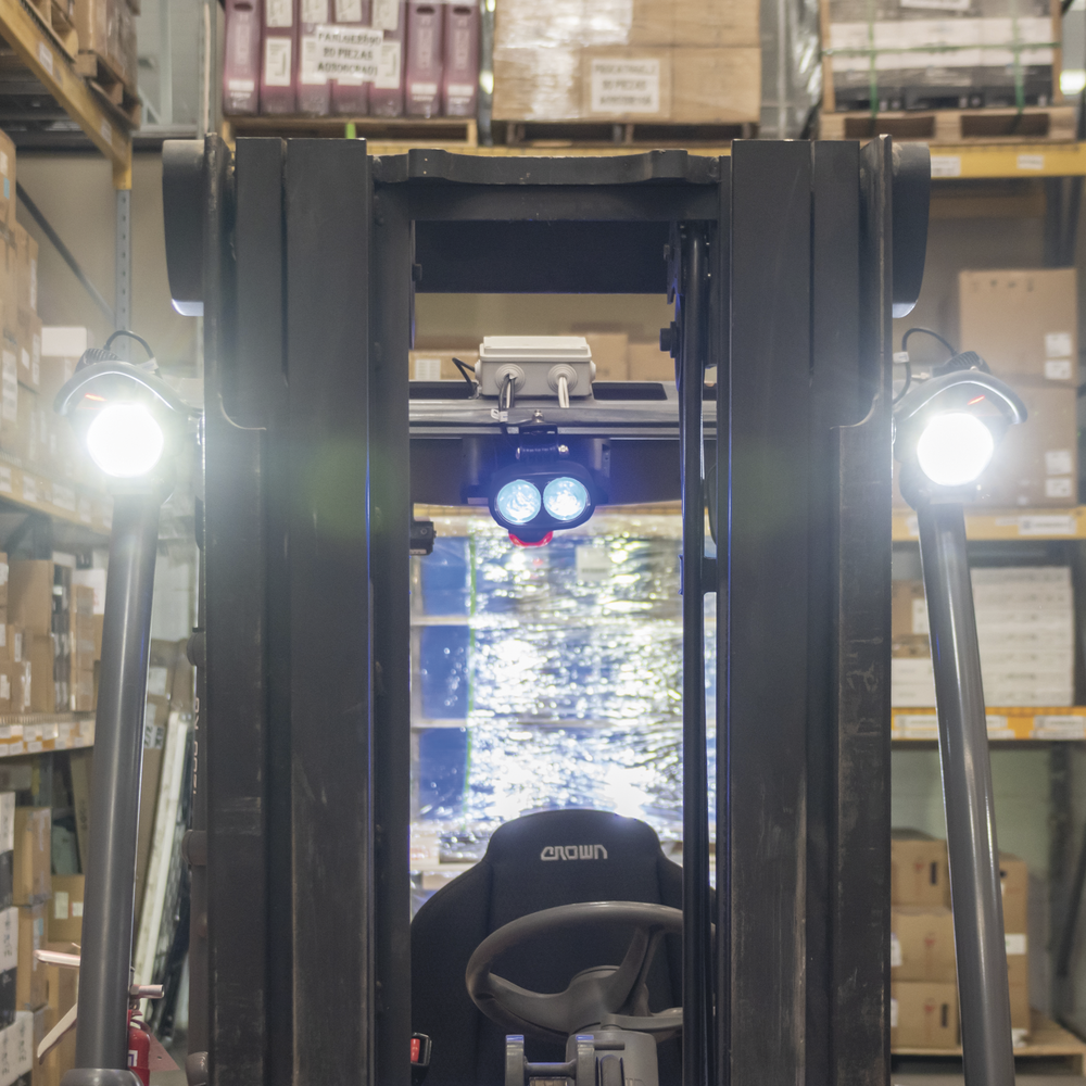 Luz LED de advertencia peatonal de punto azul para montacargas y vehiculos - Imagen 8