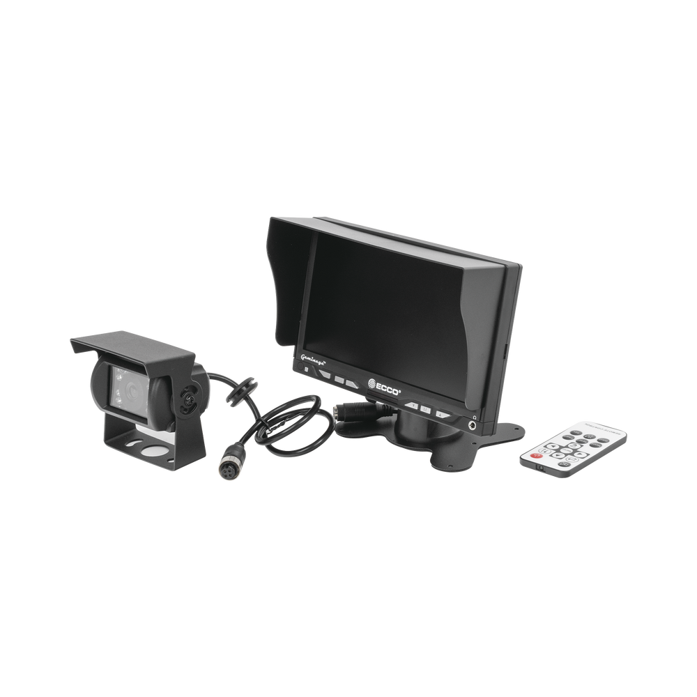 Sistema Profesional Alámbrico de Cámara de Reversa y Monitor para Vehículos de Trabajo y Montacargas