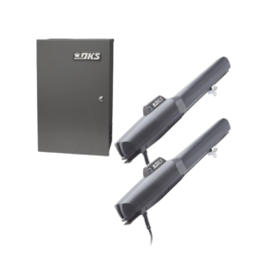 Kit de Operadores Abatibles 6006 de Doorking / Para Puertas de Hasta 5.5 Metros / Soporta Respaldo de Baterias