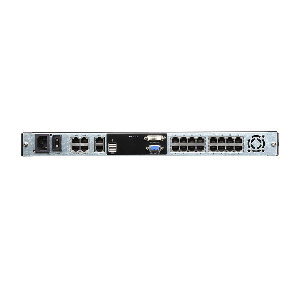Consola LCD dual | rail con switch KVM por IP integrado multi-interfaz | Cat 5 de 16 puertos de 1 consola local y 1 consola remota - Imagen 2