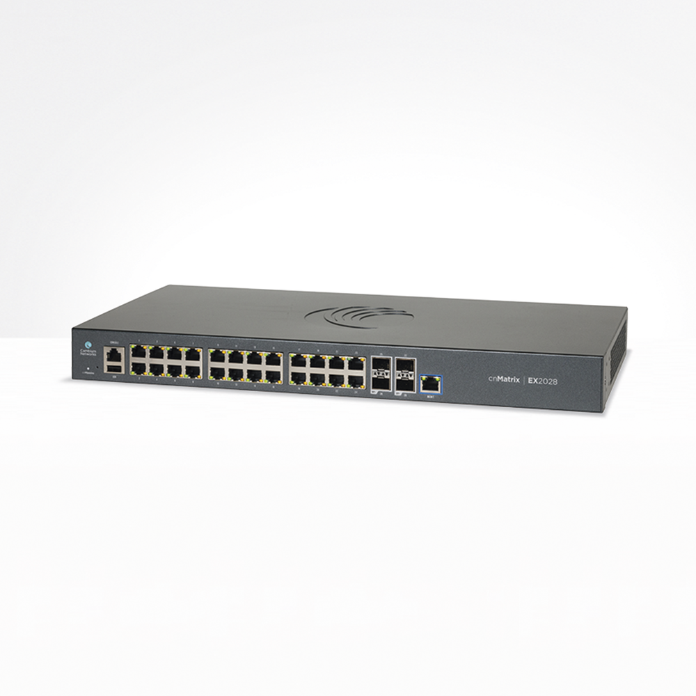 Switch cnMatrix EX2028-P capa 3 de 28 puertos (24 PoE Gigabit 802.3af/at, 4 SFP+) administración desde la Nube (MX-EX2028PxB-U) - Imagen 2