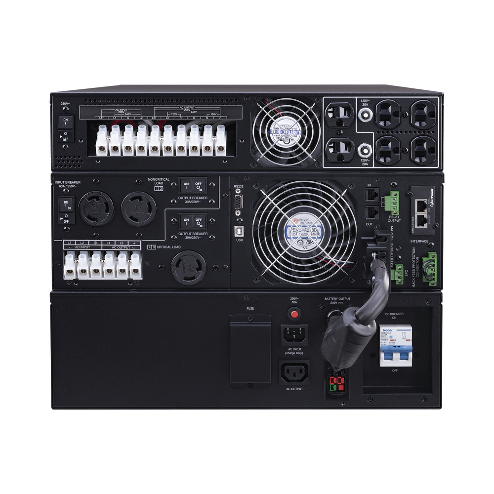 UPS de 10000 VA/10000 W, Online Doble Conversión, 200 - 240 Vac de Entrada, 120 - 240 Vac de Salida, Entrada Hardwired, Onda Senoidal Pura, Torre o Rack de 8 UR, Con 6 Tomas NEMA 5-20R, 3 NEMA L6-30R y Terminal Hardwire - Imagen 4