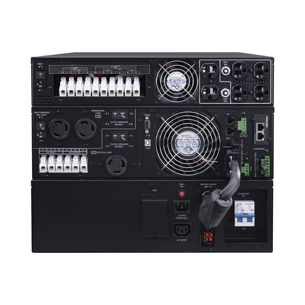 UPS de 8000 VA/8000 W, Online Doble Conversión, 200 - 240 Vac de Entrada, 120 - 240 Vac de Salida, Entrada Hardwired, Onda Senoidal Pura, Torre o Rack de 8 UR, Con 6 Tomas NEMA 5-20R, 3 NEMA L6-30R y Terminal Hardwired - Imagen 4