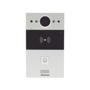 Videoportero de 1 Botón / Lector de Tarjetas MIFARE y PROX EM / Notificación a APP / 100% en la Nube / Notificación por Llamada Telefónica / SIP / ONVIF / IP65 / Cámara 2MP / Panel de Aluminio / Control de 2 Puertas