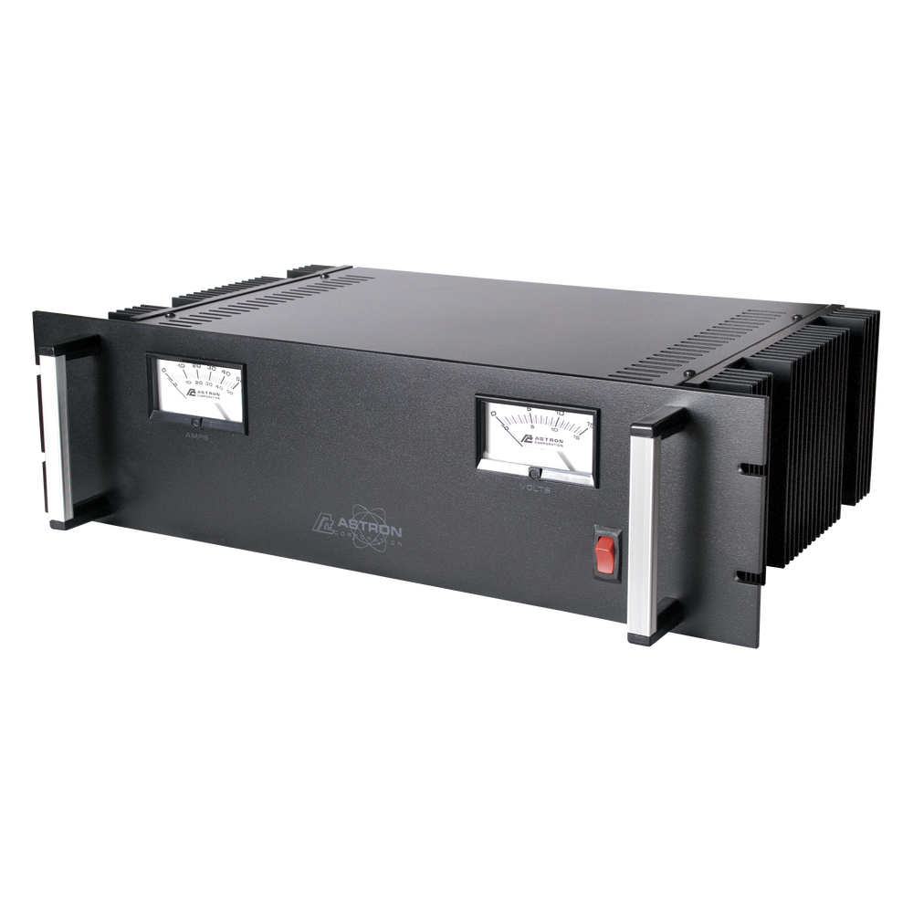 Fuente de poder 13.8Vcc, 35A, lineal regulada con circuito cargador de baterías, para instalación en rack