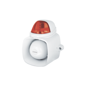 Sirena / Luz Estroboscópica Autónoma / Color Rojo  4 en 1 / IP65 / Uso Interior y Exterior / 12 Vcd / Múltiples Tipos de Notificación / Estroboscópica, de Sirena o de Audio /