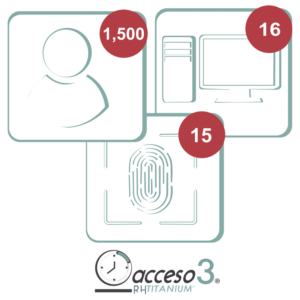 [BAJO PEDIDO] Licencia para software Acceso3 TITANIUM / 3 Años / 1500 Empleados / 16 reloj / 16 PC