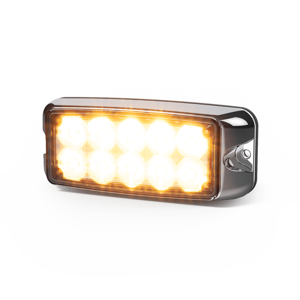Luz De Advertencia De 5x2" 10 Led, Ámbar/Claro, Bisel Cromado, Lente Transparente - Imagen 2