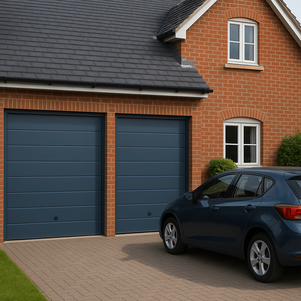 Puerta D / Garage D / Alta Calidad / Linea Central / Color GRIS / acabdo DELUXE / 14X9 pies / AISLADA / Estilo Americana. - Imagen 2