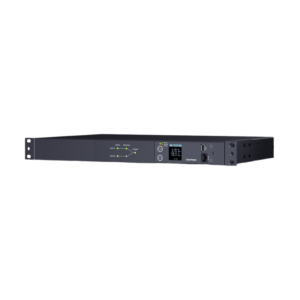 PDU ATS (Fuente Redundante Auto-transferible) Medible, Para Distribución de Energía, 2 Entradas 120 Vca NEMA5-15P, Con 10 Salidas NEMA 5-15R, Horizontal 19in, 1UR - Imagen 3