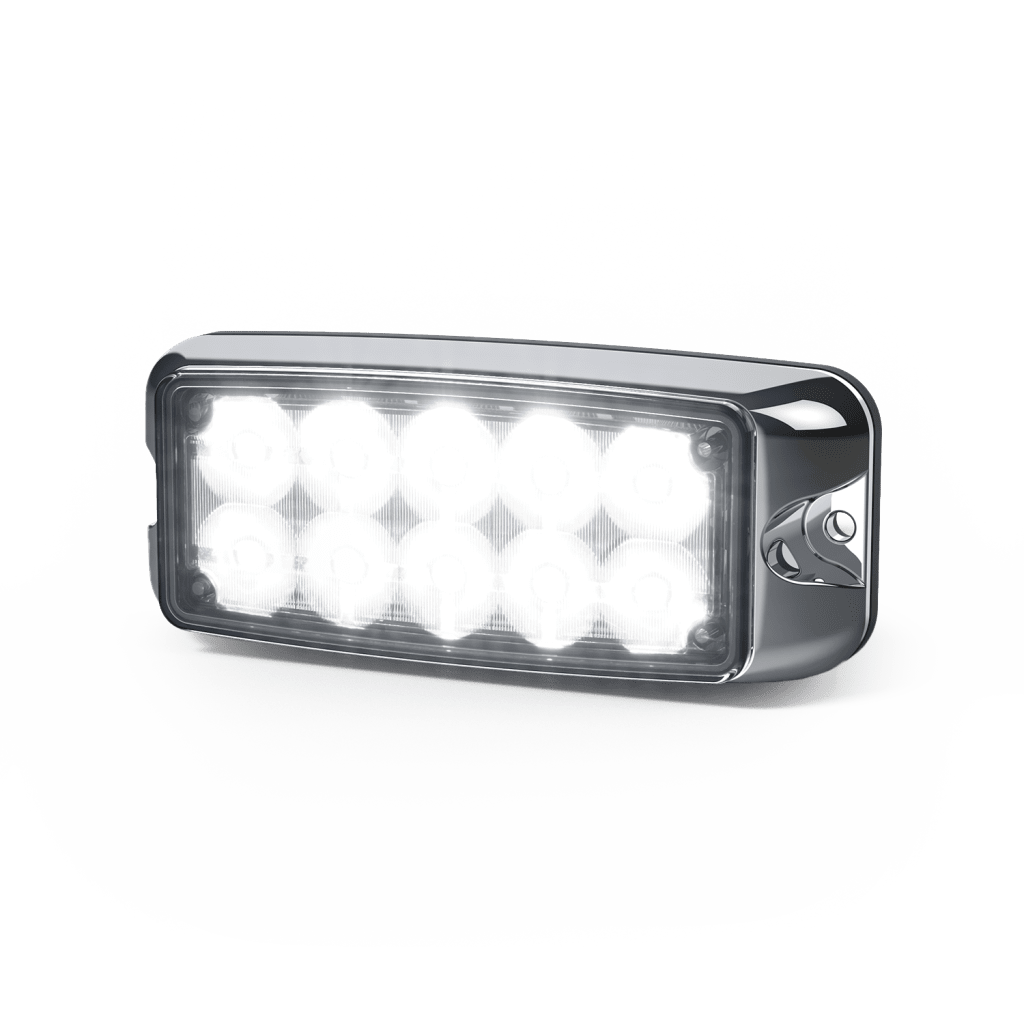 Luz De Advertencia De 5x2" 10 Led, Ámbar/Claro, Bisel Cromado, Lente Transparente - Imagen 3