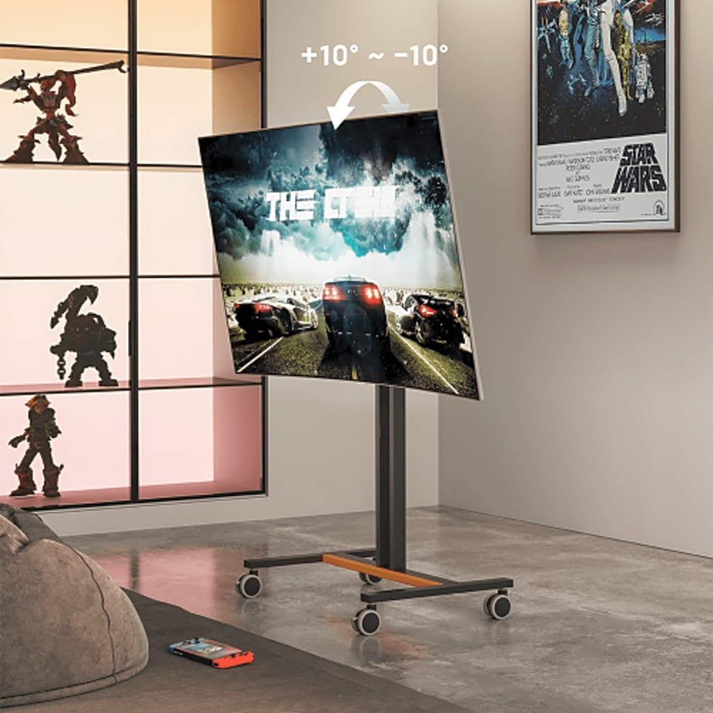 Soporte Móvil para Pantalla | Compatibilidad VESA 200x200 hasta 600x400 / Ruedas con Frenos / Ajuste de Altura y Ángulo / Soporte para TV de hasta 55 Pulgadas / Capacidad de Peso 35 kg - Imagen 3