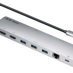 Dock Multipuerto USB-C | 11 en 1 | 8K Single o Dual 4K | PD 100W | USB 3.2 Gen 1 | Ethernet Gigabit | SD MicroSD | Aluminio