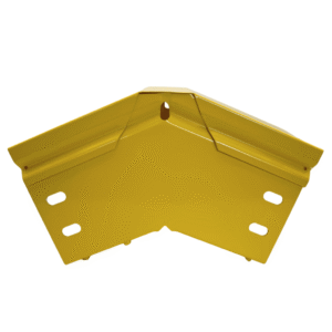 CHFIBER CURVA VERTICAL EXTERIOR A 45° DE ALUMINIO PERALTE 4" ANCHO 4" RADIO 8" CON RECUBRIMIENTO EN PINTURA EPÓXICA, INCLUYE TAPA , UN PAR DE COPLES Y TORNILLERÍA.