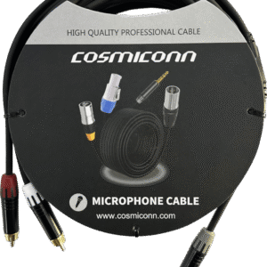 Cable 3.5mm a 2 RCA, conectores negros, con diferenciador de blanco y rojo en RCA MT380-RD - MT380-WH - MTP3C-BG, length 5m