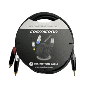 Cable 3.5mm a 2 RCA, conectores negros, con diferenciador de blanco y rojo en RCA MT380-RD - MT380-WH - MTP3C-BG, length 10m