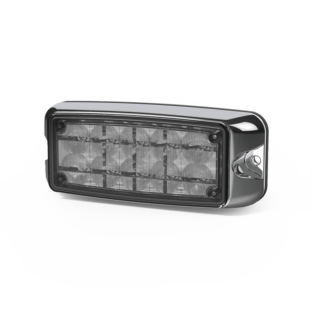Luz De Advertencia De 5x2" 10 Led, Ámbar/Claro, Bisel Cromado, Lente Transparente