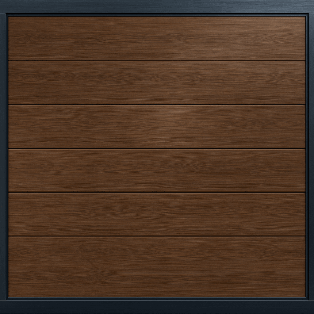 Puerta de Garage de Alta Calidad / Linea Central / Imitacion madera / oscura / 10x9 pies / AISLADA / Estilo Americana.