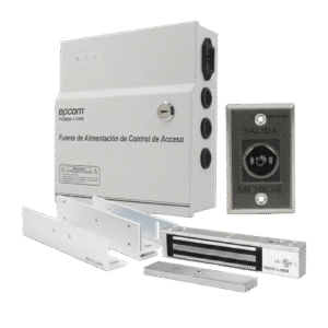 Kit para Control de Acceso Incluye Fuente de 12VCD / Soporta Batería de Respaldo/ Chapa Magnética de 600Lbs / Montajes L y Z / Botón de salida  / Certificación UL y ETL