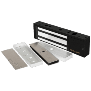 Kit Para Control de Acceso Incluye Chapa Magnética de 1200 Lbs Color Negro / Montaje En "U" Para Puerta de Cristal / Uso Interior / Certificación UL / Diseño Elegante