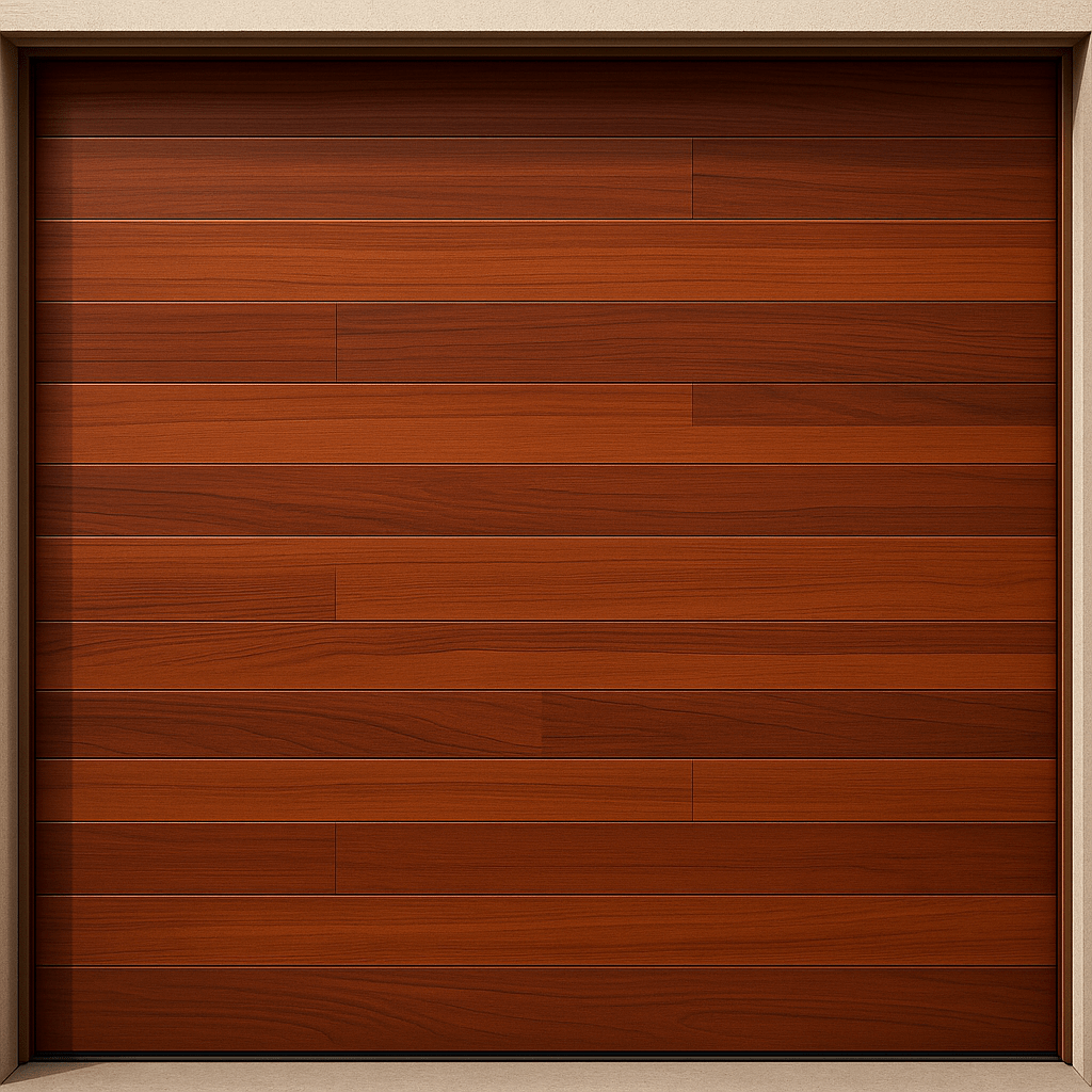 Puerta de Garage de Alta Calidad / Estilo Americano / Acabado Laminado PREMIUM / Color Madera Clara / 14x8 Pies.
